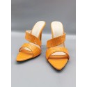 Pointed Open Toe Embossed Stiletto Heel Double Strap Sandals