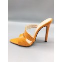 Pointed Open Toe Embossed Stiletto Heel Double Strap Sandals
