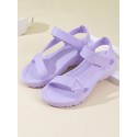Solid Color Hook and Loop Comfortable Sandals