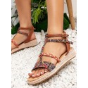 Wedge Ethnic Style Strappy Espadrilles Ankle Strap Sandals Wedge Ethnic Style Strappy Espadrilles Ankle Strap Sandals
