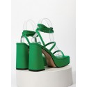Platform Block Heel Buckle Lace Up Strappy Sandals