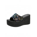 Sparkly Sequined Platform Wedge Sandals