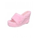 Plush Peep Toe Backless Wedges