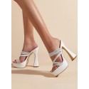 Criss Cross Strappy Platform Chunky Heel Sandals