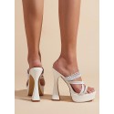 Criss Cross Strappy Platform Chunky Heel Sandals