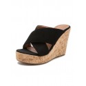 Faux Suede Slide Wedge Sandals