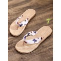 Vacation Beach Butterfly Pattern Espadrilles Straw Slip On Sandals Flip Flops