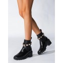 Crystal Embellished Lug Sole Combat Boots