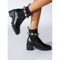 Crystal Embellished Lug Sole Combat Boots