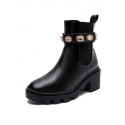 Crystal Embellished Lug Sole Combat Boots