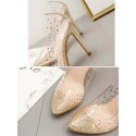Rhinstone Design Pointed Toe Transparent Pumps